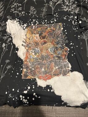 Affliction Black Graphic Short Sleeve Tee with White Bleach Splatter